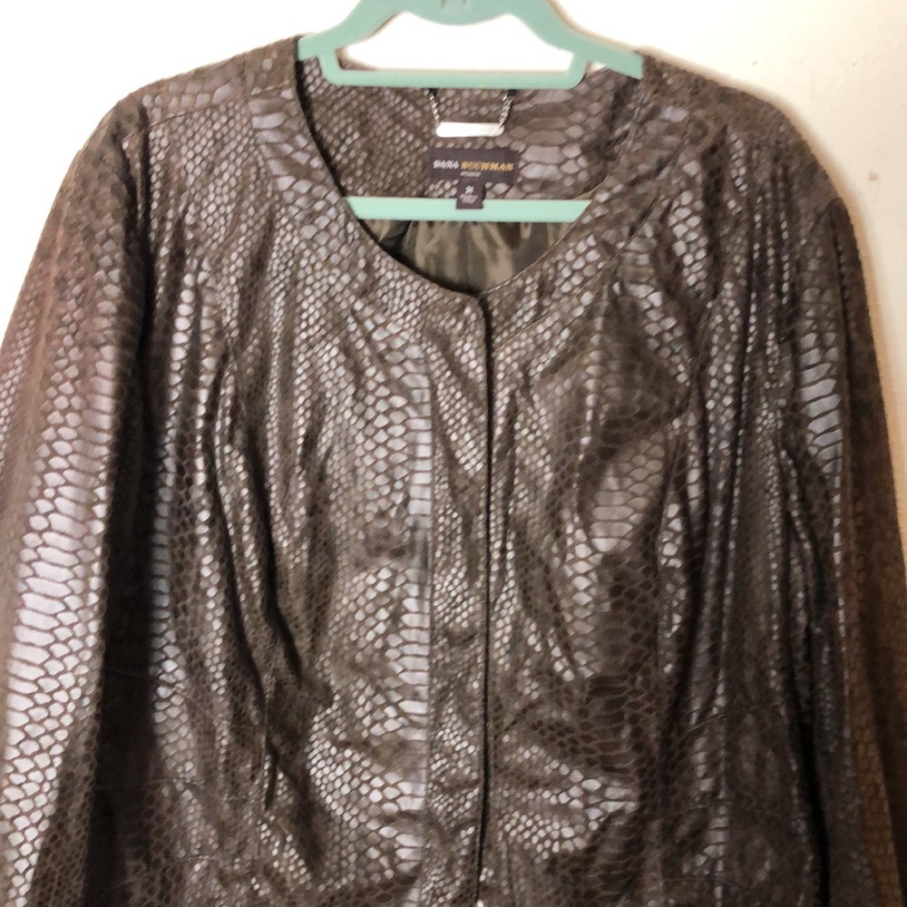 Dana Buchman Brown Faux Snake Skin Jacket Size 3X